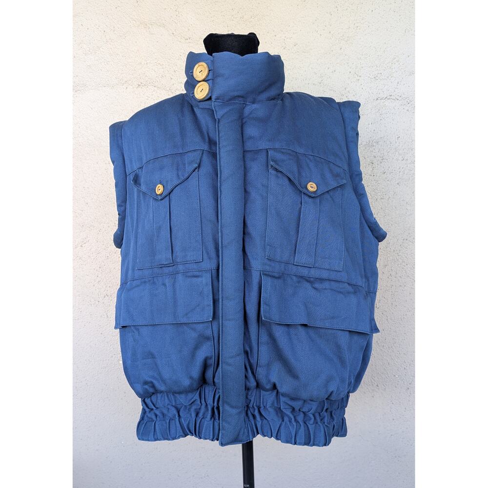 💜Vintage Kettle Creek Canvas Vest Blue Utility Puffer Made in Canada L XL